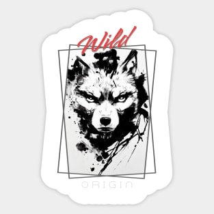 Wolf Wild Nature Free Spirit Art Brush Painting Sticker